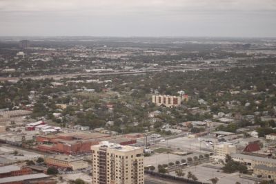 From the top of the tower of the Americas. Of course, it was cloudy/hazy that day...
